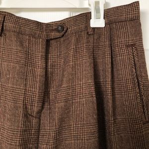 Brown Plaid Wide Leg Vintage Trousers